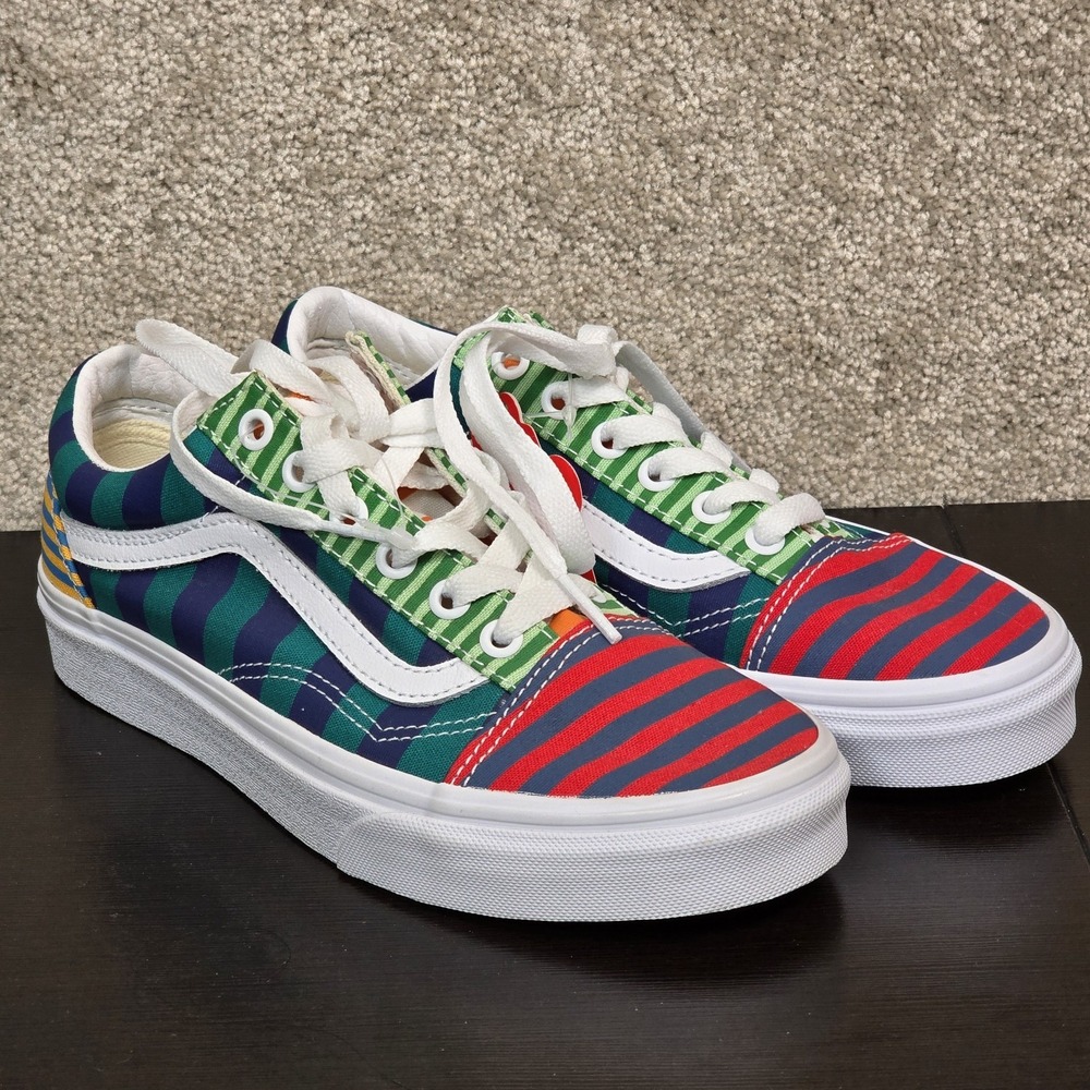 Vans Old Skool Deck Club Striped Multi Color Canvas Skate Shoe Mens 5 Womens 6.5